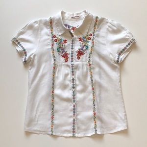 Johnny Was short sleeve blouse embroidered small